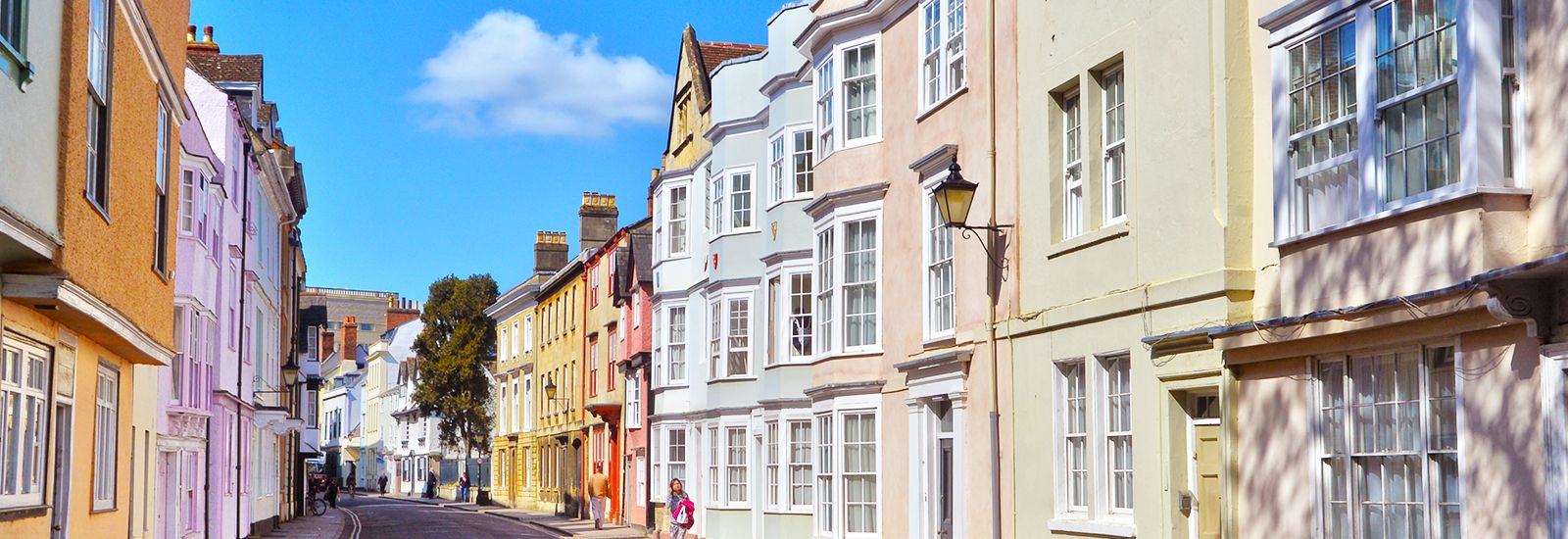 Colourful buildings on Holywell Street